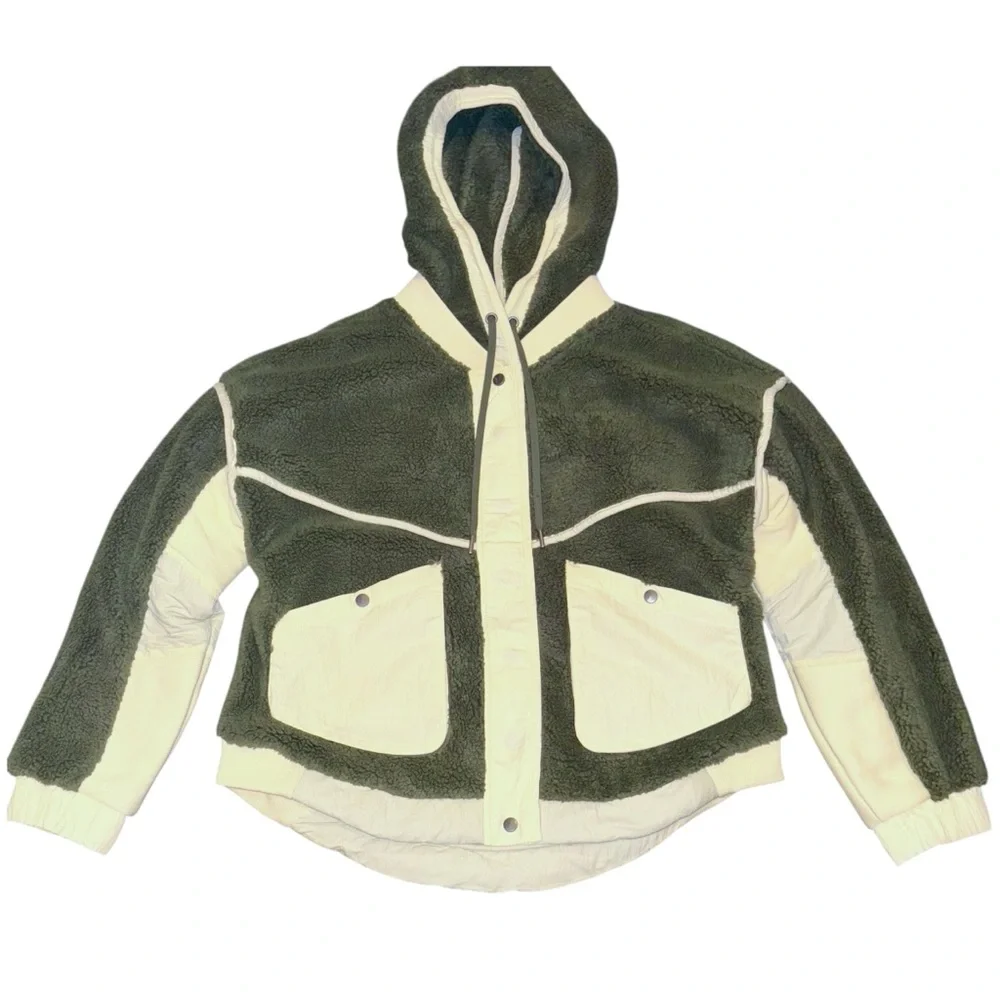 NWT Free People x FP Movement Trail Bender Fleece Hooded Jacket Seagrass - Picture 7 of 14